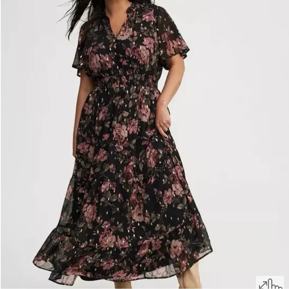 Torrid Floral Black Dress - Picture 1 of 15